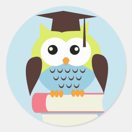 緑/青フクロウ ラウンドシール (正面)