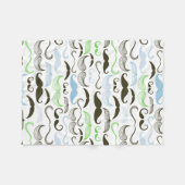 緑、青及び黒い髭のデザイン フリースブランケット (正面(横))