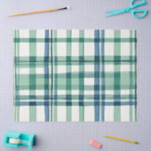 緑、青、および白のプレイドデコページ紙 薄葉紙 (クラフト)