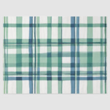 緑、青、および白のプレイドデコページ紙