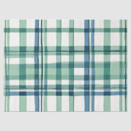 緑、青、および白のプレイドデコページ紙 薄葉紙