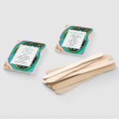 緑、青、桃の瑪瑙の金ゴールドフォイル結婚式プログラム ハンドファン (組立なし)