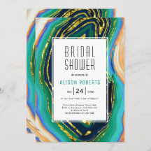 緑、青、桃の瑪瑙、金ゴールドフォイルブライダルシャワー