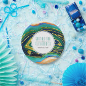 緑、青、桃の金ゴールドフォイル瑪瑙、フレーム結婚ズ ペーパープレート (パーティー)