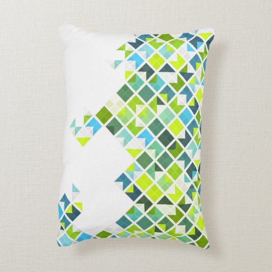 緑、青、白く幾何学的なパターン アクセントクッション (裏面(縦))