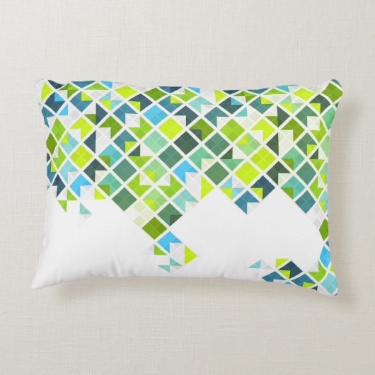 緑、青、白く幾何学的なパターン アクセントクッション (裏面)