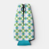 緑、青、白モノグラム幾何ファンキー図形 ボトルクーラー (裏面)