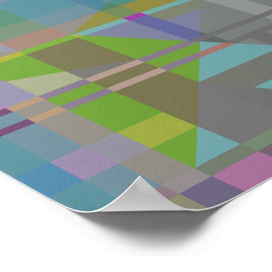 緑 青 紫 幾何学模様 ポスター (角)