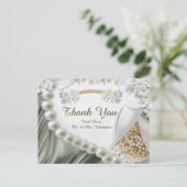 緑、青、金ゴールド、アイボリーシルク&パールタンクYはがき ポストカード (スタンド正面)