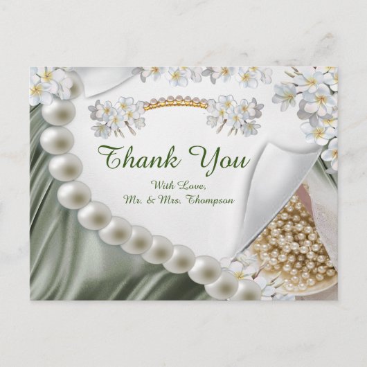 緑、青、金ゴールド、アイボリーシルク&パールタンクYはがき ポストカード (正面)