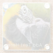 緑、青、黄色のマカオウム ガラスコースター (裏面)