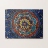 緑、青、黄色のマンダラ絵画ズ ジグソーパズル (横)