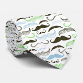 緑、青、黒の口ひげデザイン ネクタイ (ロール)