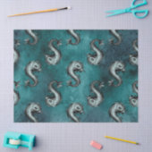 緑/魚のデコパージュで海の生き物のような魚がティール（緑がかった色） 薄葉紙 (クラフト)