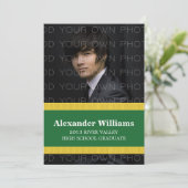 緑/黄スクールカラーストライプグラッド招待状 招待状 (スタンド正面)