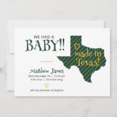 緑/黄ストライプの色テキサス州フォトベビー 案内状 (正面)