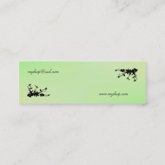 緑(黄色のキスエレガント名刺) スキニー名刺 (裏面)