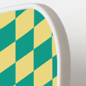 緑+黄色チェッカ市松模様にボードパターン ピックルボールラケット (左詳細)