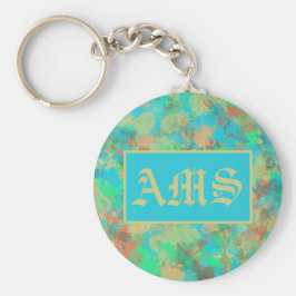 緑、黄色、青のドロップ抽象芸術 キーホルダー