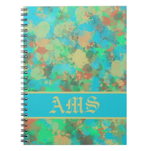 緑、黄色、青のドロップ抽象芸術 ノートブック (正面)