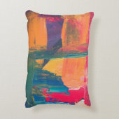 緑、黄、赤の抽象芸術絵画 アクセントクッション (裏面(縦))