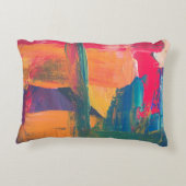 緑、黄、赤の抽象芸術絵画 アクセントクッション (裏面)