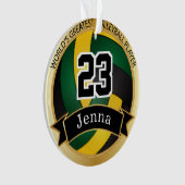 緑、黄、黒バレーボール | DIY文字 オーナメント (正面)