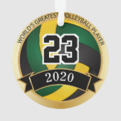 緑、黄、黒バレーボール | DIY文字 オーナメント (裏面)