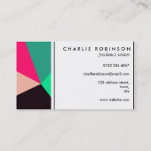緑、黒いおよびピンク色のブロックの名刺 名刺 (裏面)