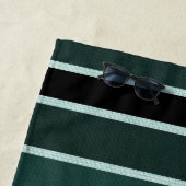 緑、黒い及び白のストライプ ビーチタオル (インサイチュ)