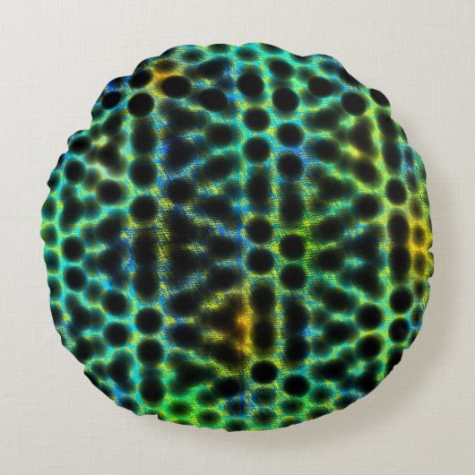 緑、黒い水玉模様でシェイプ、シャドウを生成 ラウンドクッション (正面)