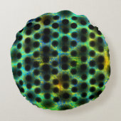 緑、黒い水玉模様でシェイプ、シャドウを生成 ラウンドクッション (裏面)
