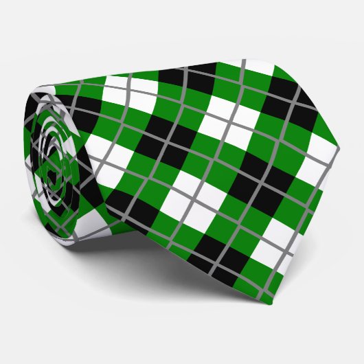 緑、黒く、白いおよび灰色のアーガイル柄のなプリントのネクタイ ネクタイ (ロール)