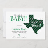 緑/黒ストライプのテキサス州撮影ベビー 案内状 (正面)