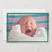 緑/黒ストライプのテキサス州撮影ベビー 案内状 (裏面)