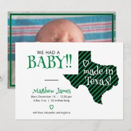 緑/黒ストライプのテキサス州撮影ベビー 案内状