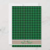 緑+黒男の赤ちゃんバッファロープレイドベビーシャワー 招待状 (裏面)