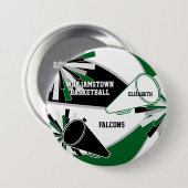 緑、黒、または任意の色のバスケットボールチアリーダー 缶バッジ (正面&裏面)