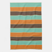 緑、黒、オレンジのストライプパターン キッチンタオル (縦)