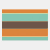 緑、黒、オレンジのストライプパターン ラッピングペーパーシート (正面3)