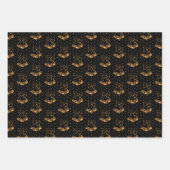 緑、黒、白のクリスマスベル ラッピングペーパーシート (正面2)