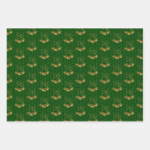 緑、黒、白のクリスマスベル ラッピングペーパーシート (正面)