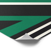 緑、黒、白のストライプがある抽象芸術 ポスター (角)