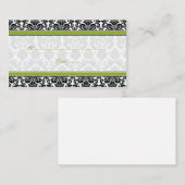 緑、黒、白のダマスクウェディング座席表 プレイスカード (正面/裏面)