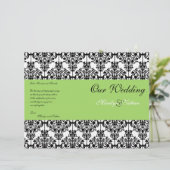 緑・黒・白のダマスク結婚式プログラム (スタンド正面)