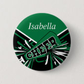 緑、黒、白のチアリーダーの衣装 缶バッジ (正面)