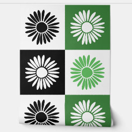 緑、黒、白の花 壁紙