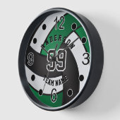 緑、黒、白バレーボール 壁時計 (傾斜)