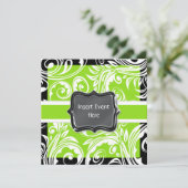 緑 黒 白 結婚式 婚約式 招待状 (スタンド正面)