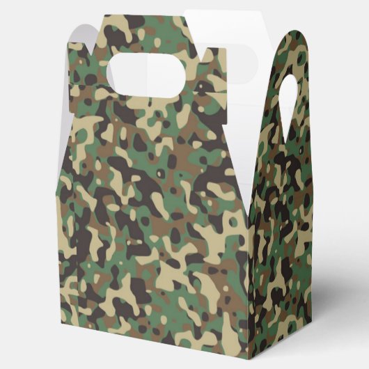 緑、黒、茶色の迷彩模様 フェイバーボックス (オープン)